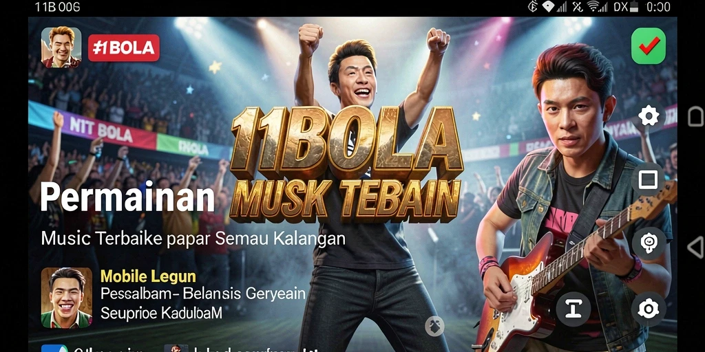 Tampilan gameplay 11BOLA yang menarik dengan efek musik yang dinamis.