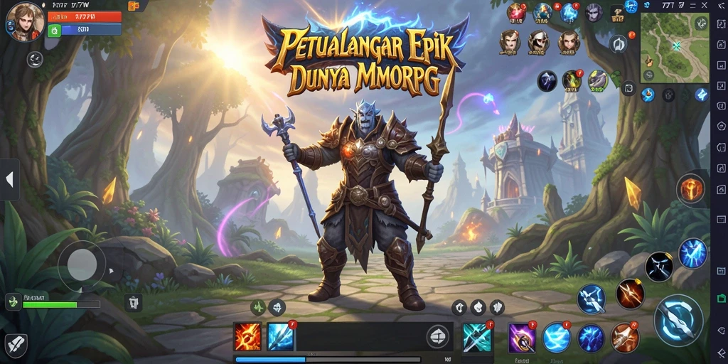 Tampilan gameplay epik dalam dunia MMORPG di 7777W.