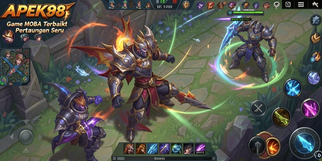 Screenshot APEK88 menampilkan aksi seru dalam gameplay MOBA.