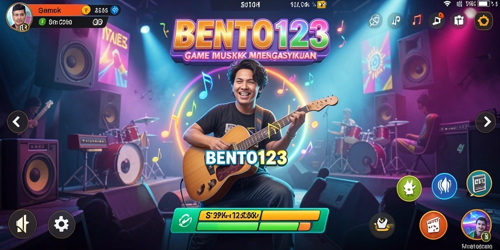 Screenshot gameplay BENTO123 menampilkan tantangan musik yang seru.