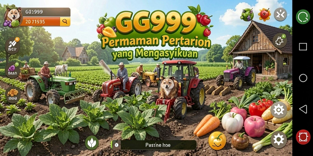 Gameplay GG999 menampilkan aktivitas bertani yang menyenangkan dan produktif.