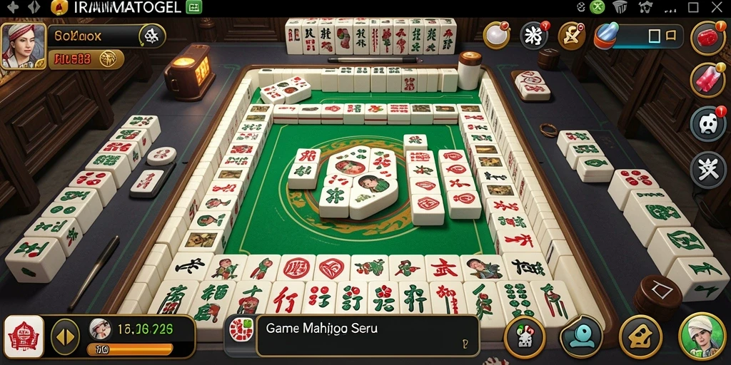 Tampilan gameplay seru IRAMATOGEL saat mencocokkan ubin Mahjong.