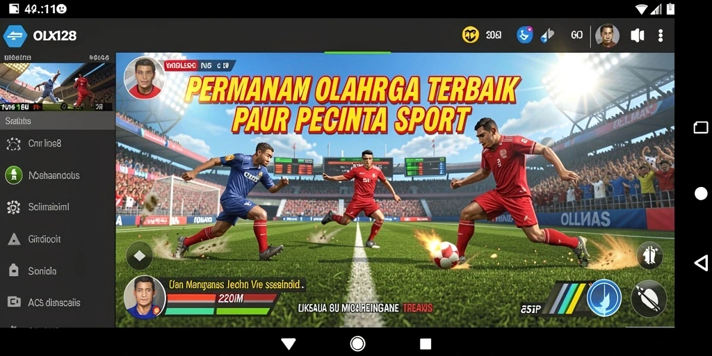Screenshot dari gameplay OLX128 menunjukkan keseruan di lapangan olahraga.