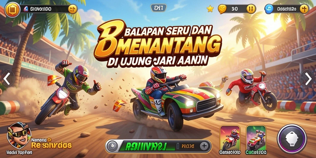 Tangkapan layar menampilkan aksi balapan intens di RSNVIP6.