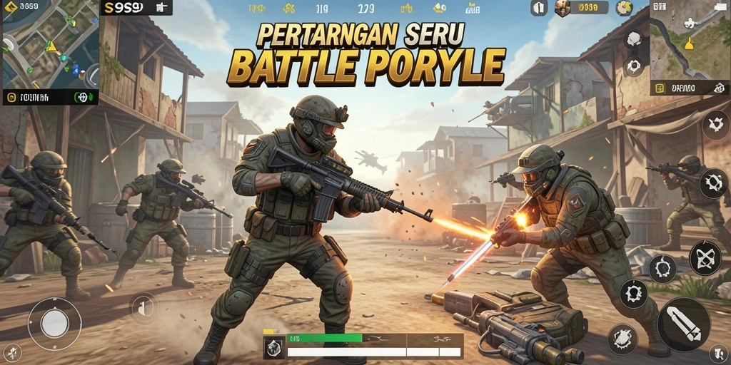 Tangkapan layar S9S9 menampilkan pertarungan epik dalam dunia Battle Royale.