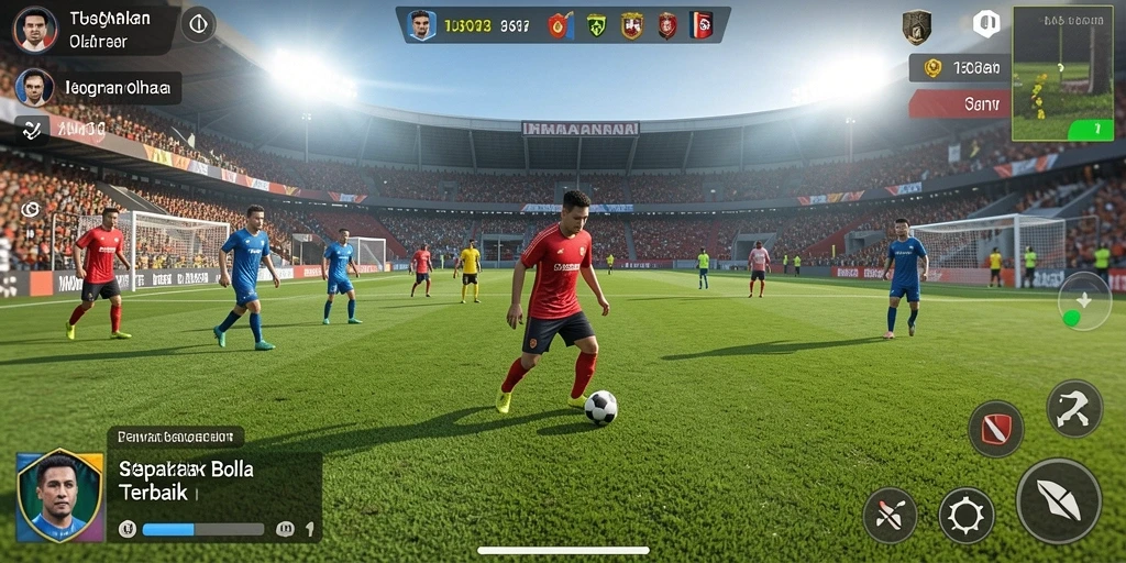 Tampilan gameplay yang realistis dalam T6 dengan aksi sepak bola yang mendebarkan.